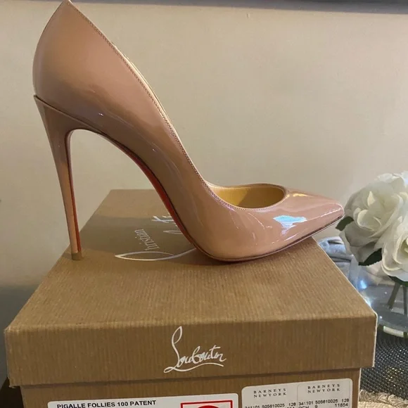 Authentic Louboutin !Pigalle Follies Patent Nude! - Picture 3 of 5